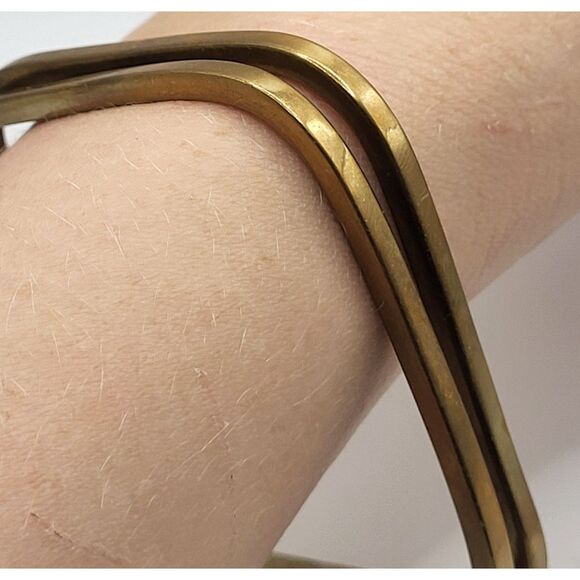 Set of 2 Vintage Square Brass Bangle Bracelets 2.5in - Picture 4 of 5